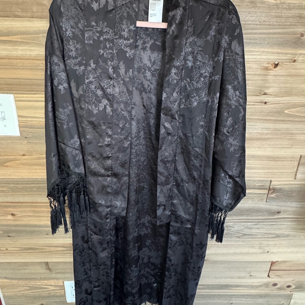 Free people kimono black tassels one size